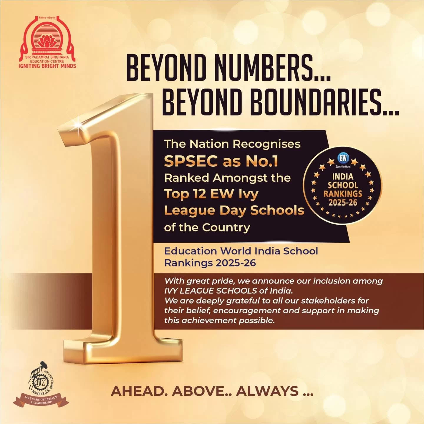 SPSEC ranked as India's No.1 EW IVY League Day School