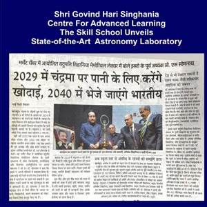 Newspaper clipping with a Hindi headline about water by 2029 and 2040, showing a group of officials at a podium during a press event.